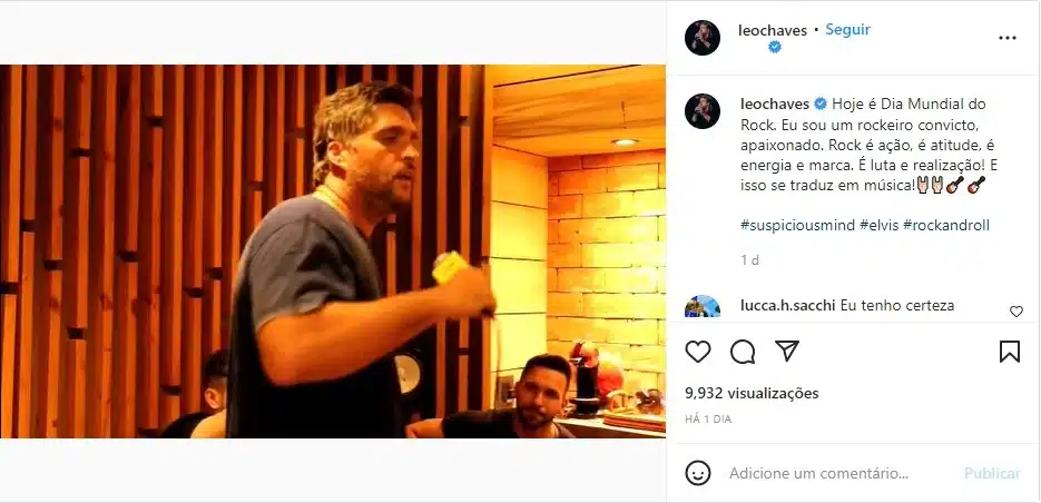 O famoso cantor sertanejo, Leo Chaves assumiu grande amor nas redes sociais (Foto: Reprodução)