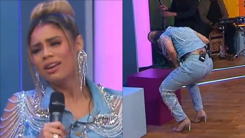 Lexa desce até o chão, rasga calça e quase mostra demais em programa ao vivo (Reprodução)