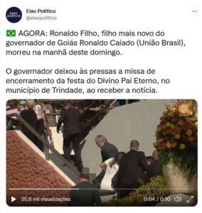 Ronaldo Caiado Filho junto com o pai, o governador Ronaldo Caiado (Foto: Reprodução / Twitter)