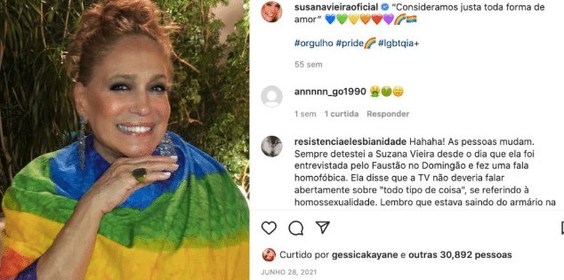 A famosa atriz da Globo, Susana Vieira fala sobre relacionamentos gays (Foto: Reprodução)