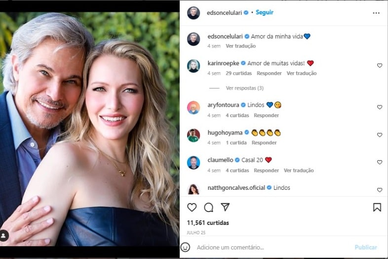 Edson Celulari e a esposa, Karin (Foto: Reprodução/Instagram)