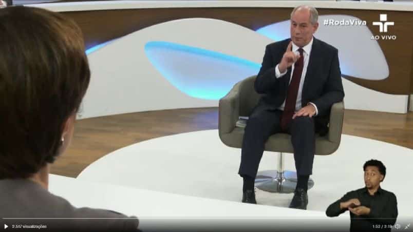 Ciro Gomes perde a paciência e discute ao vivo com Vera Magalhães: “Por que essa hostilidade?” (Reprodução)