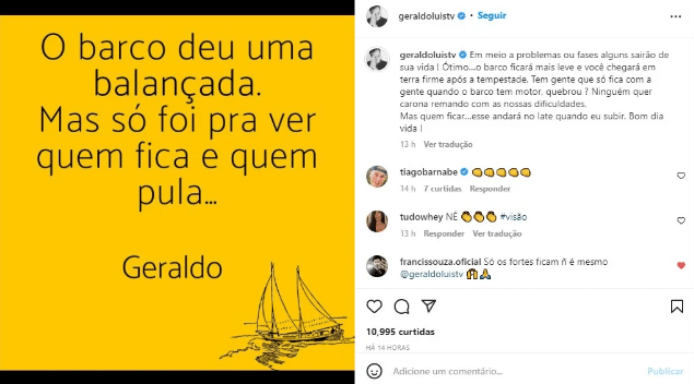 O famoso apresentador da Record abriu o seu coração nas redes sociais (Foto: Reprodução)