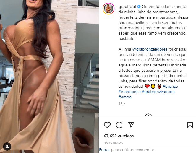 A famosa ex-apresentadora do Multishow e mulher de Belo deixou os seus fãs babando ao exibir o seu corpão nas redes sociais (Foto: Reprodução)