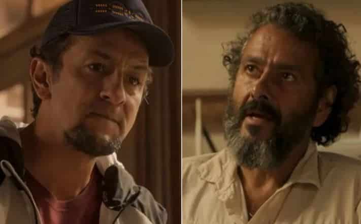 Zé Lucas (Irandhir Santos) e Zé Leôncio (Marcos Palmeira) em Pantanal (Foto: Reprodução)