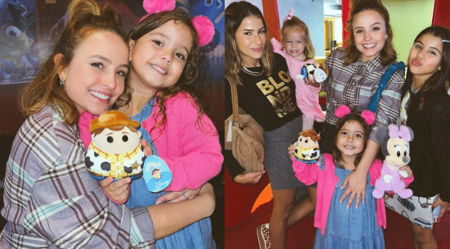 Larissa Manoela e seu xodó, a afilhada Antonella, com amigos em show da Disney (Reprodução/ Instagram)