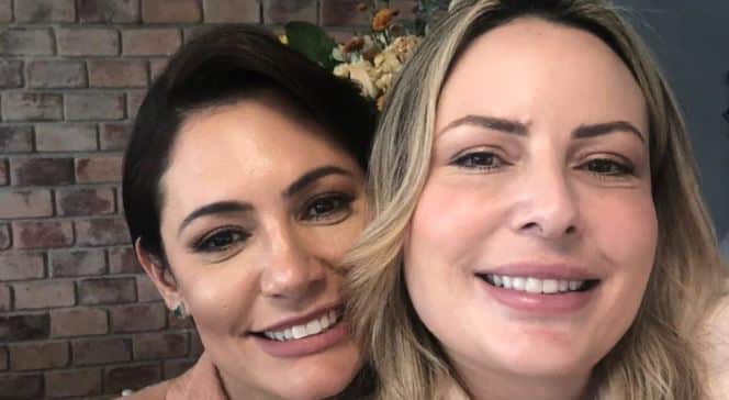 Juliana lacerda, mulher de Guilherme de Pádua, e Michelle Bolsonaro (Foto: Reprodução)