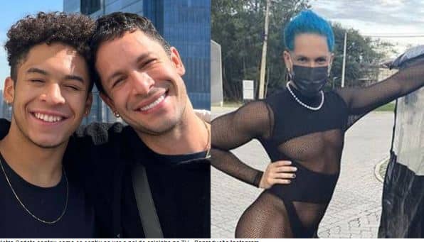 Filho de Rainer Cadete revela reação ao ver o pai de calcinha (Foto: Reprodução)