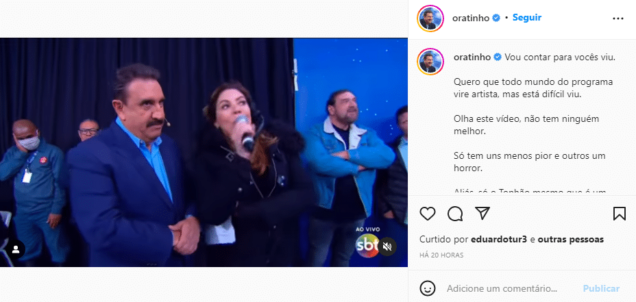 O famoso apresentador do SBT se surpreendeu ao ver situação envolvendo assistente do canal de Silvio Santos (Foto: Reprodução)