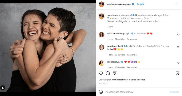 A famosa apresentadora da Globo compartilhou uma foto ao lado de sua filha e grande amor (Foto: Reprodução)