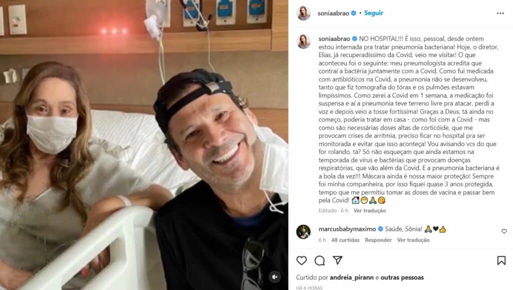 Sonia Abrão surge ao lado do irmão e  anuncia que foi internada (Foto: Reprodução / Instagram)