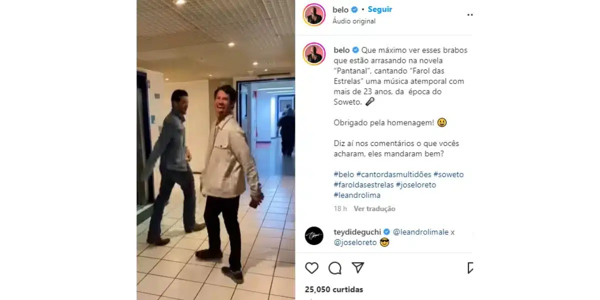 José Loreto e Leandro Lima homenageiam Belo em vídeo e cantor expõe nas redes (Foto Reprodução)