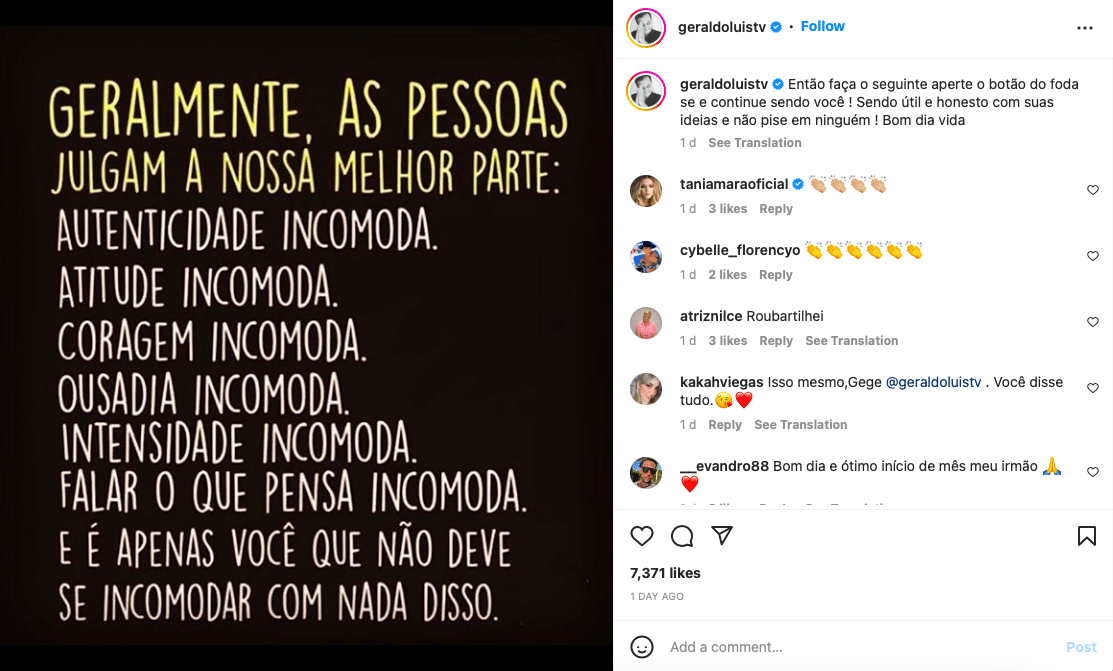 Geraldo Luís preocupa fãs ao publicar desabafo misterioso: “As pessoas julgam” (Reprodução)