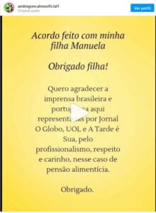 André Gonçalves faz acordo com filha e assume erros em retratação: "Dever do pai" (Foto: Reprodução / Instagram)