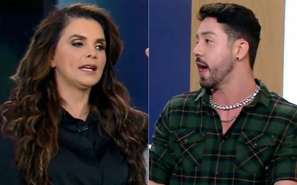 Luiza Ambiel e Rico Melquiades se alfinetam ao vivo na Record