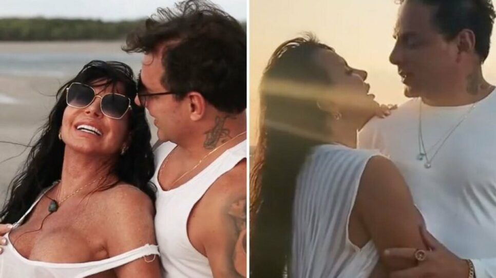 Gretchen coloca biquíni branco fio-dental e ganha carícias do marido: "Que química", Foto: Reprodução/Internet