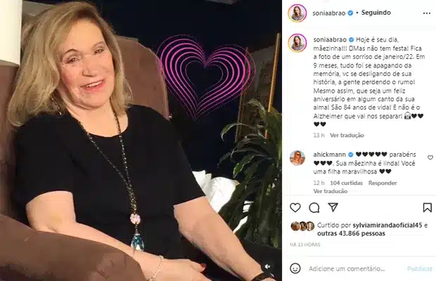 Sônia Abrão homenageia mãe usando seu Instagram (Foto Reprodução)