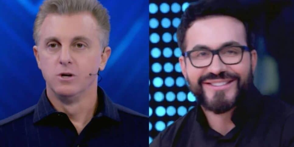 Luciano Huck e Padre Fábio de melo no Domingão (Foto: Reprodução)