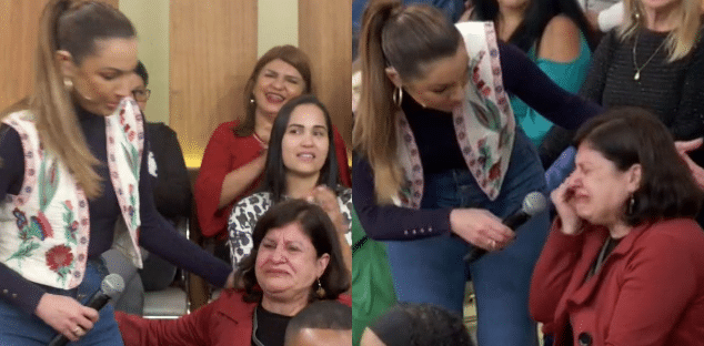 Patrícia Poeta começa Encontro com mulher chorando na Globo (Foto: Reprodução)
