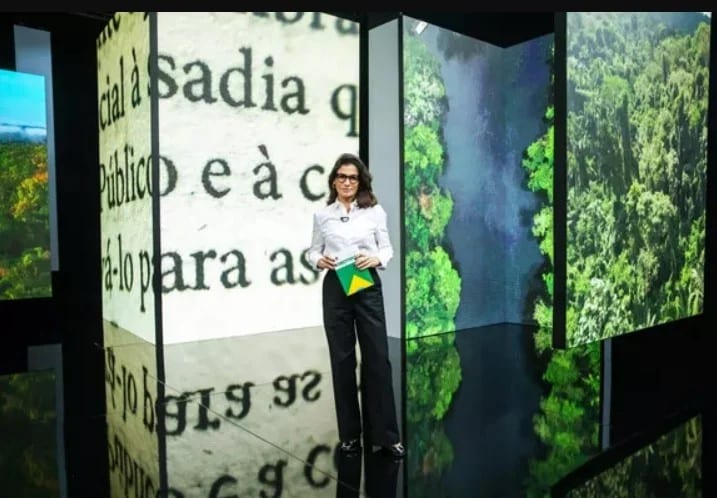 Renata Vasconcellos durante chamada na Globo (Foto: Reprodução)