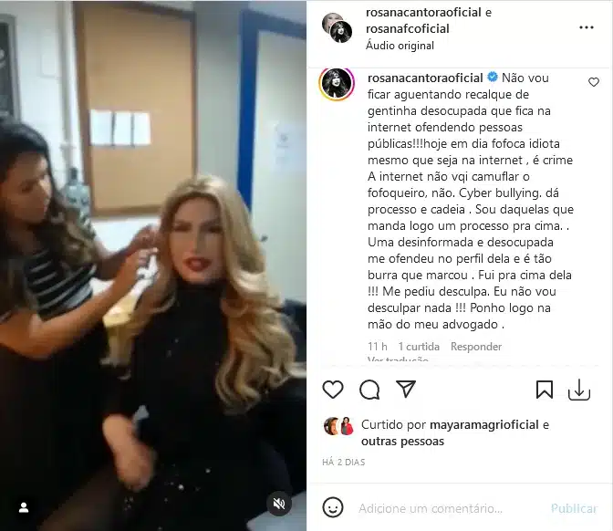 Rosana sai do sério com críticas sobre sua aparência e decide processar seguidora (Foto: Reprodução/Instagram)