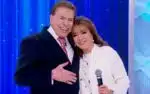 Apresentador Silvio Santos e sua esposa, Íris Abravanel no SBT Foto: Reprodução