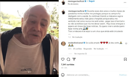 O famoso ex-ator da Globo falou sobre sua saúde e revela situação complicada (Foto: Reprodução)