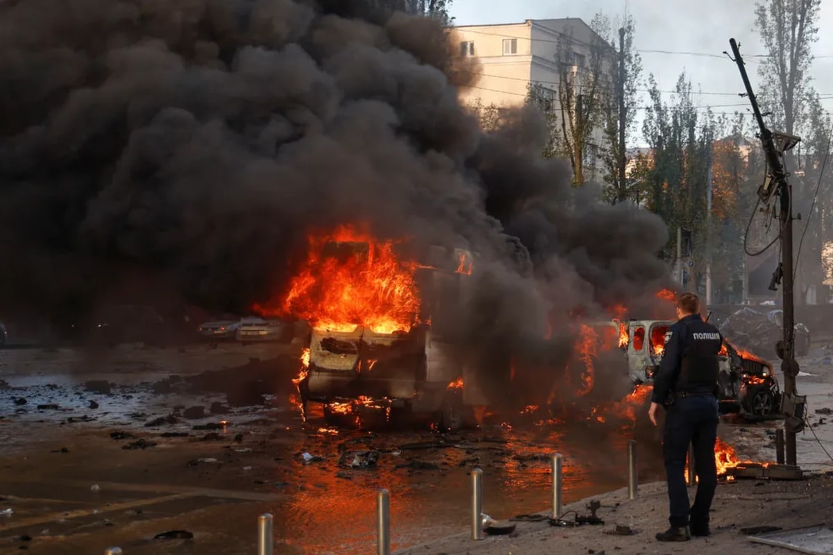 Registro do resultado de bombardeio russo em Kiev, registrado pela BBC, Foto: Reprodução/Internet