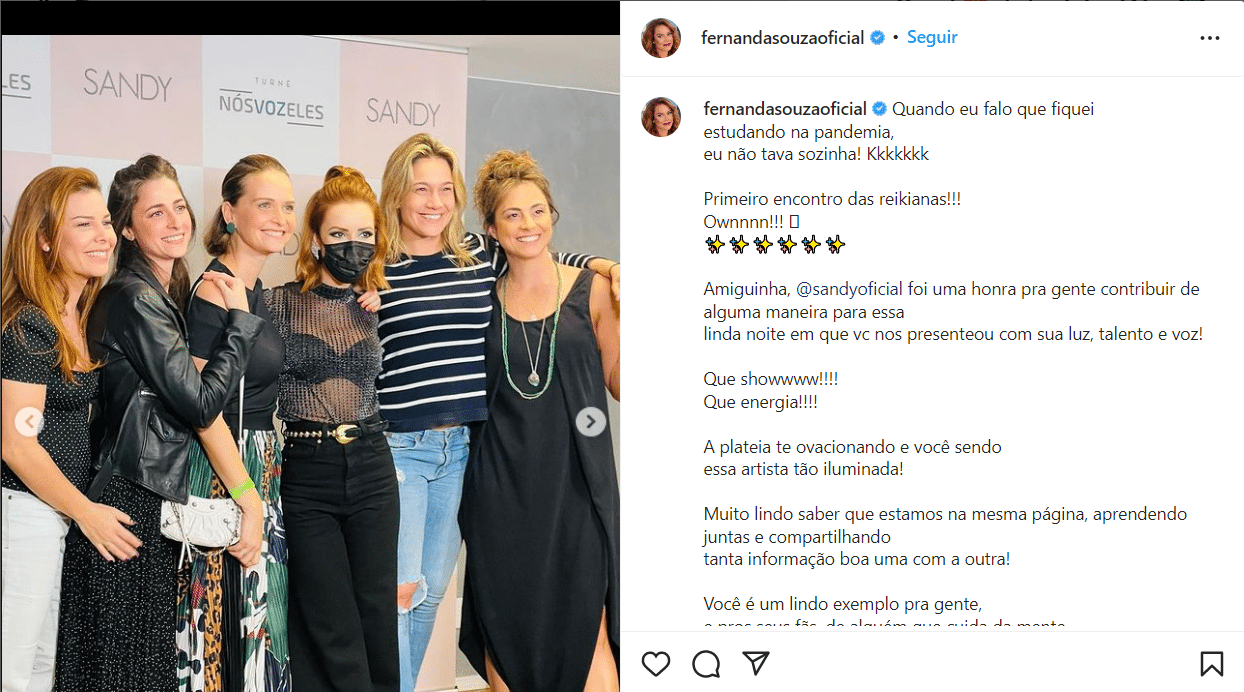 Todas juntas, foto em grupo compartilhada por Fernanda Souza (Foto Reprodução)