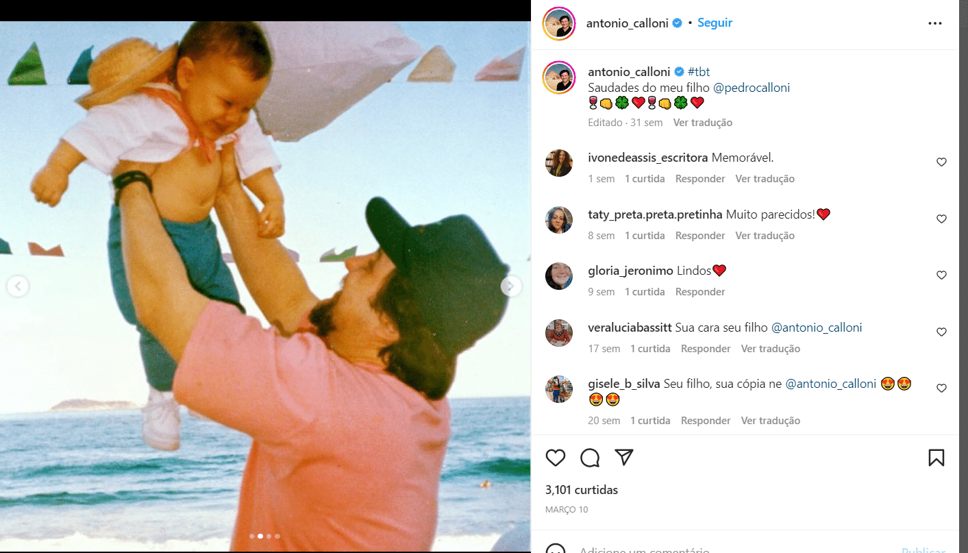 Antônio Calloni postou um TBT que emocionou fãs (Foto Reprodução/Instagram) 