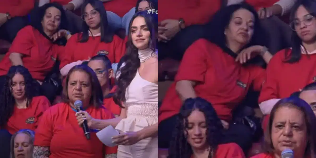 Mulher dorme na plateia durante programa do Faustão (Foto Reprodução)