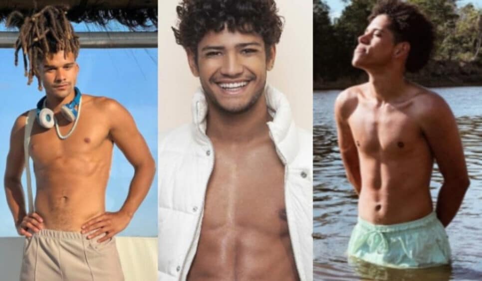 Lucas Leto, Gabrel Santana e Cauê Campos interpretam os filhos de Tenório (Murilo Benício) em Pantanal (Foto: Reprodução / Instagram)
