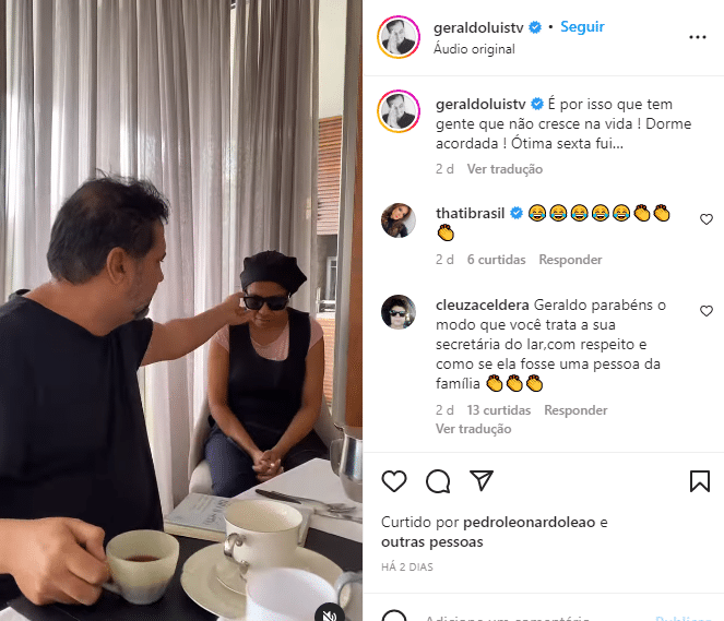 O famoso apresentador da Record surpreendeu ao compartilhar vídeo ao lado de sua funcionária nas redes sociais (Foto: Reprodução)