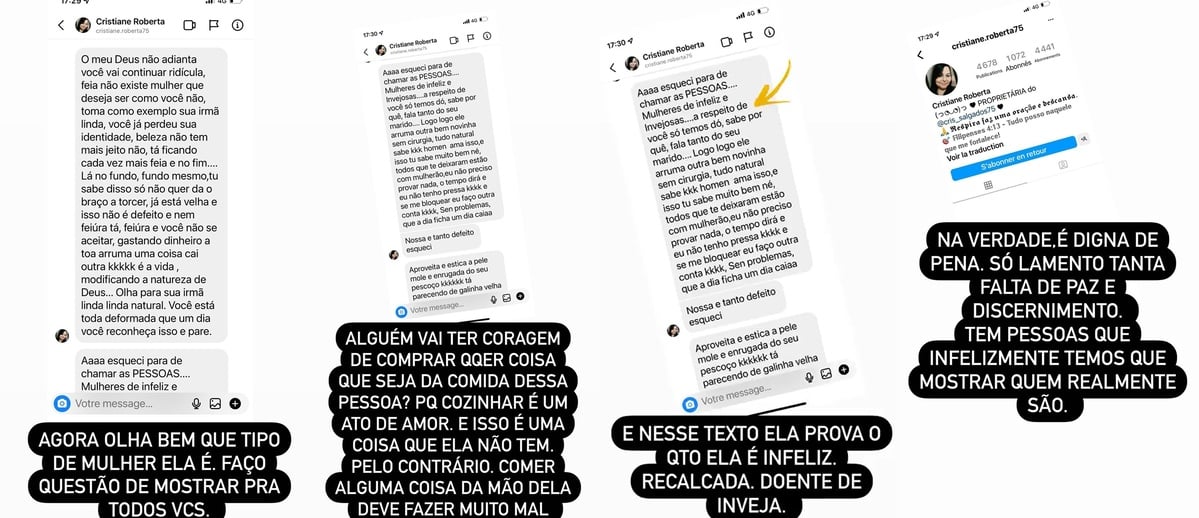 Gretchen expõe seguidora nas redes sociais (Foto Reprodução/Montagem/Instagram)