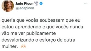 Jade Picon fez réplica de alfinetada de Mel Maia (Foto: Reprodução / Twitter)