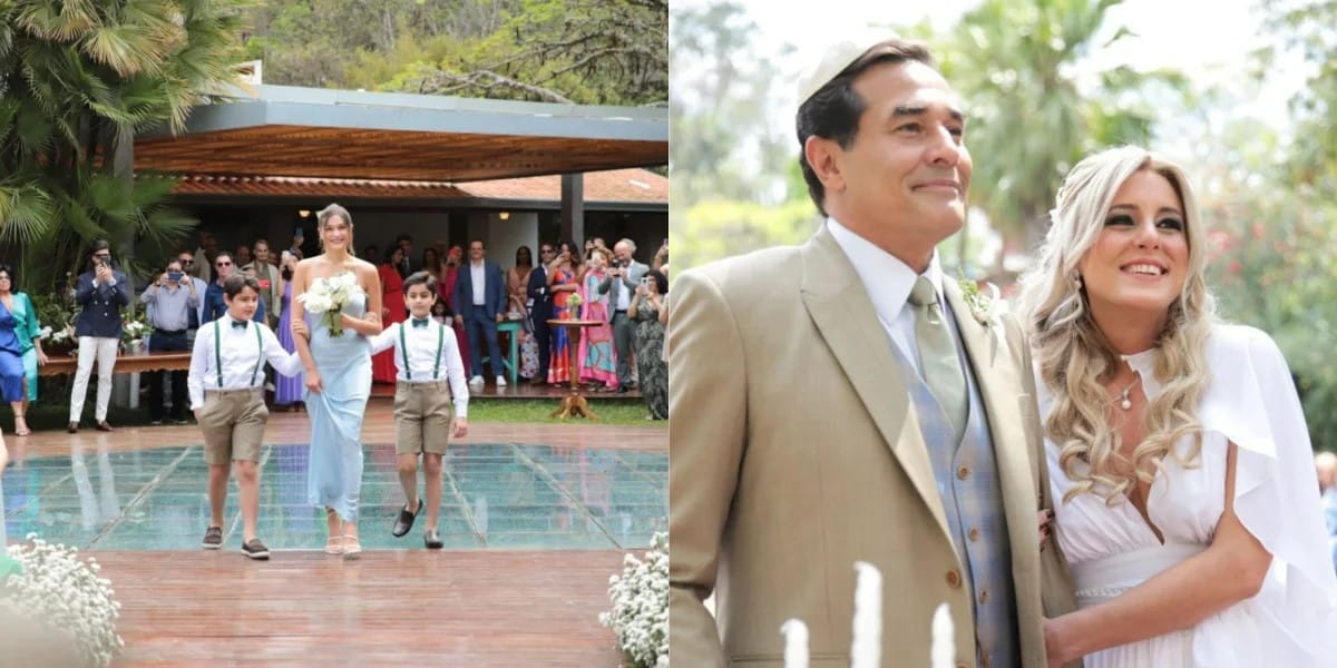 Sasha Meneghel e os irmãos no casamento de Luciano Szafir e Luhanna Malloni (Foto: Reprodução/@tadeifotografiaefilms)