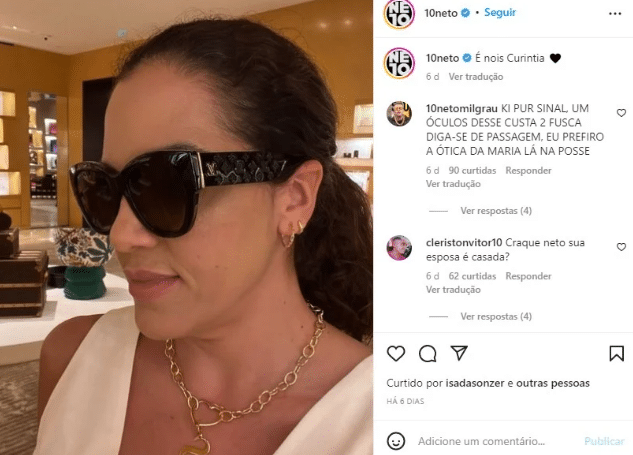 A mulher do apresentador de Os Donos da Bola, Sandra mostrou sua beleza no Instagram de seu marido (Foto: Reprodução)