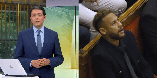 Alan Severiano mostra Neymar Jr ao vivo na Globo sendo julgado (Foto: Reprodução)