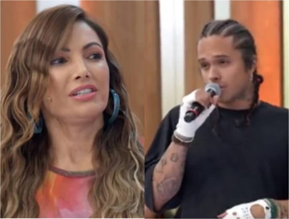 Patrícia Poeta constrange Vitão ao vivo no Encontro ao falar sobre violência pesada (Foto: Reprodução)