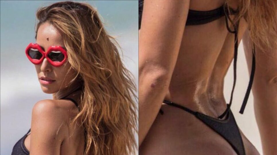 Sabrina Sato enterra fio-dental no bumbum e puxa alça no limite, mostrando marquinha, Foto: Reprodução/Internet