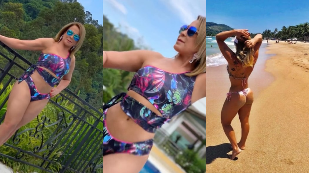 Zilu arrasa nas redes sociais usando seus looks ousados e biquínis cavados (Foto Reprodução/Montagem/Instagram) 