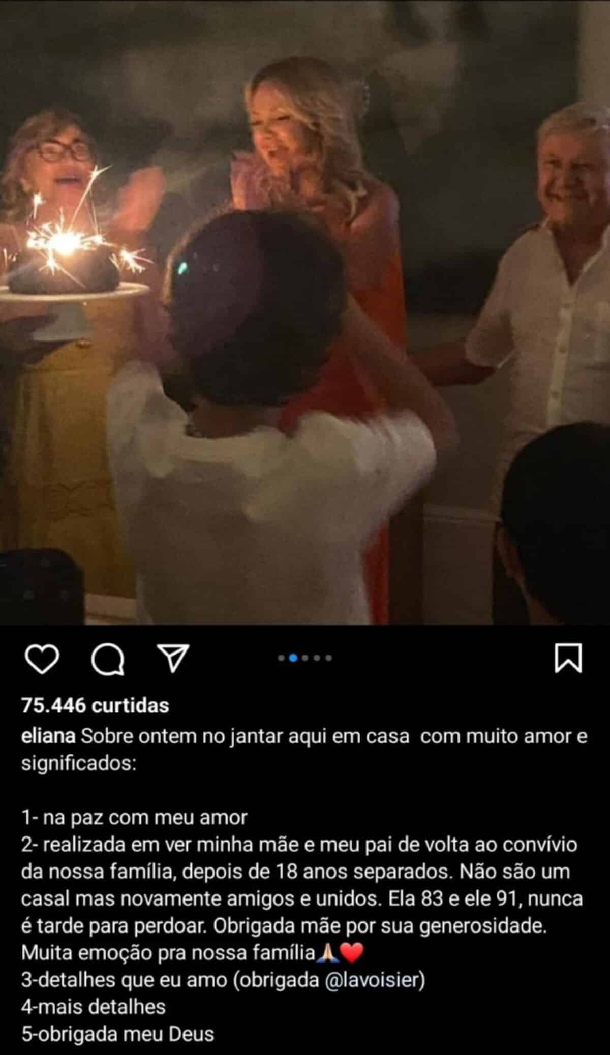 Comemoração de Eliana com família 