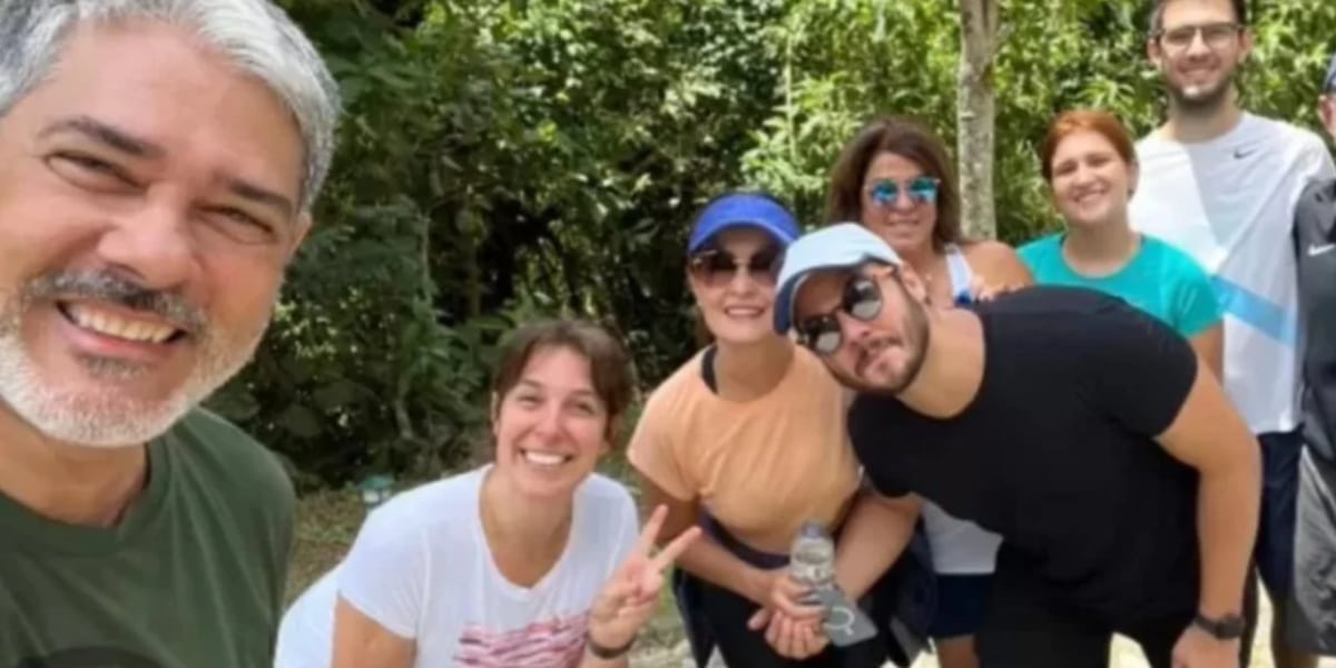 Fátima Bernardes e William Bonner se encontram em caminhada com seus respectivos casais (Imagem Reprodução Internet)