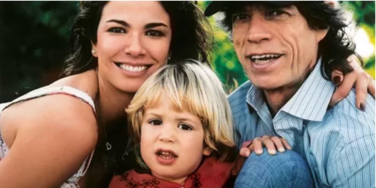 Luciana Gimenez com seu filho Lucas e Mick Jagger (Imagem Reprodução Internet)