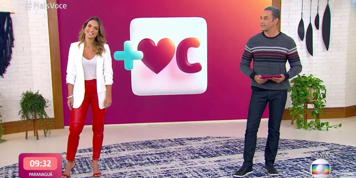 Talita Moreti e Fabricio Bettaglini apresentam o último programa Mais Você antes de sair da programação (Imagem Reprodução Internet)