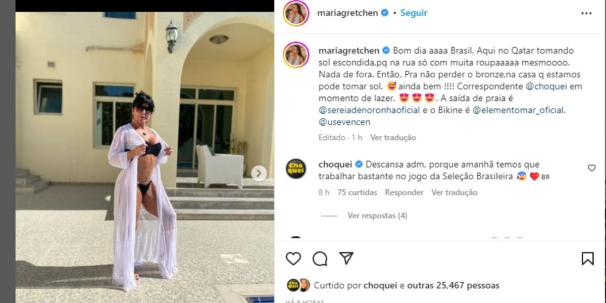 Após postar foto de biquíni, fãs de Gretchen alertam sobre prisão (Imagem Reprodução Instagram) 