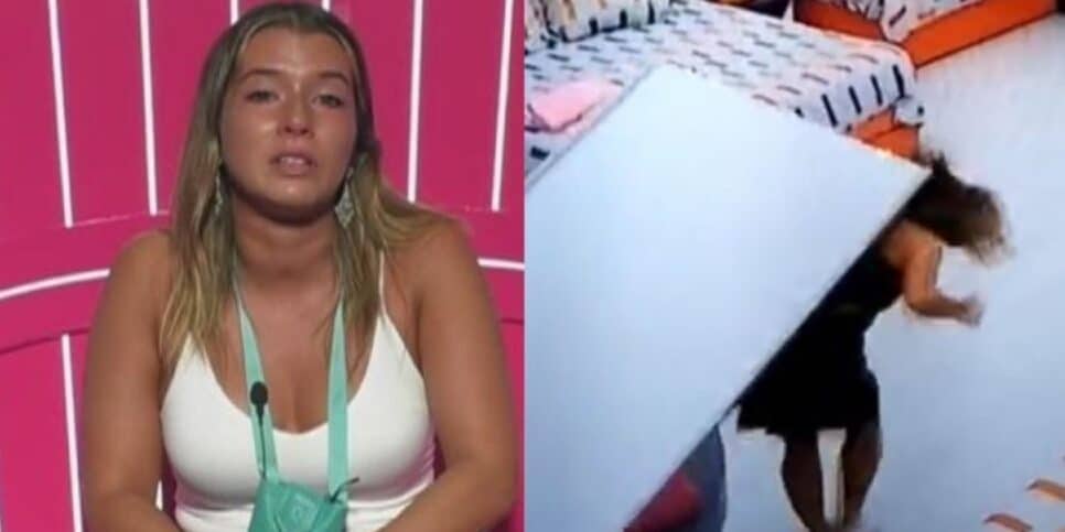 Porta caiu no Big Brother Portugal em cima de participante (Foto: Reprodução)