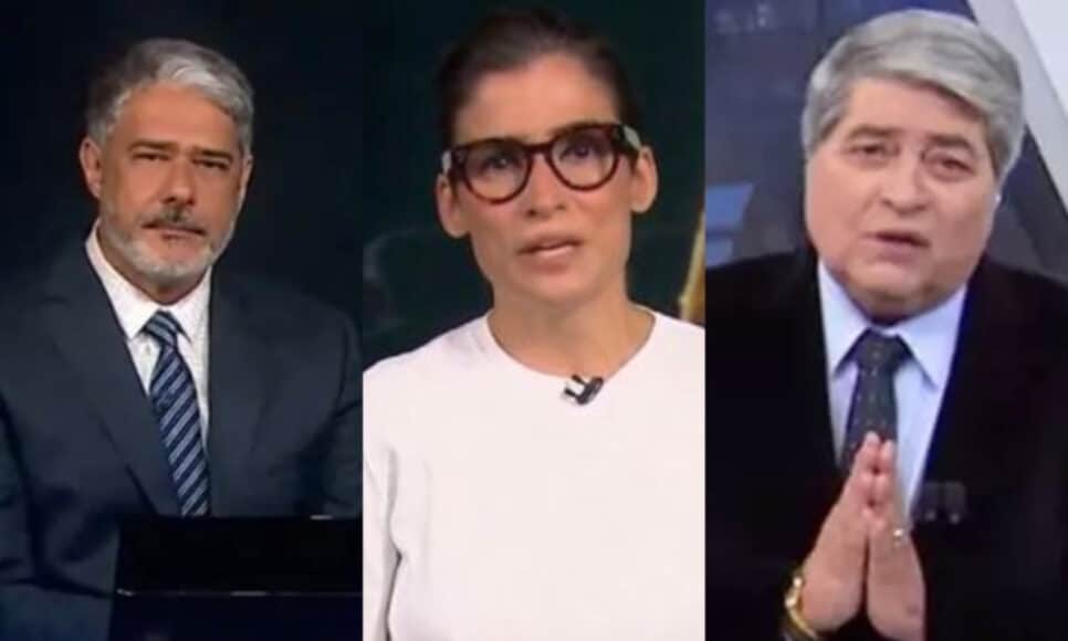 Em dia histórico, William Bonner, Renata Vasconcellos e Datena não contêm a emoção e se debulham em lágrimas em telejornais (Foto: Reprodução / Globo / Band)