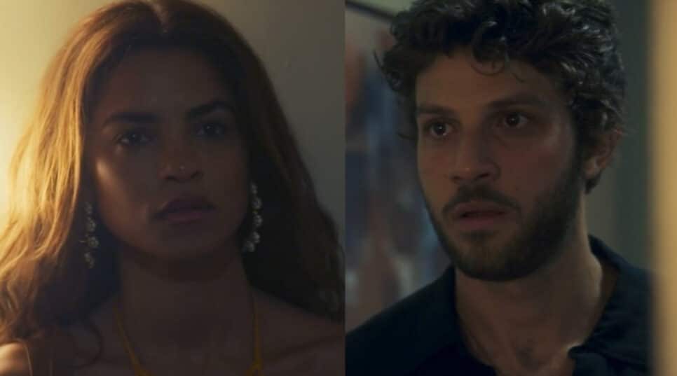 Travessia: Brisa e Ari transforam briga por Tonho em guerra (Foto: Montagem HoraDoBenefício)