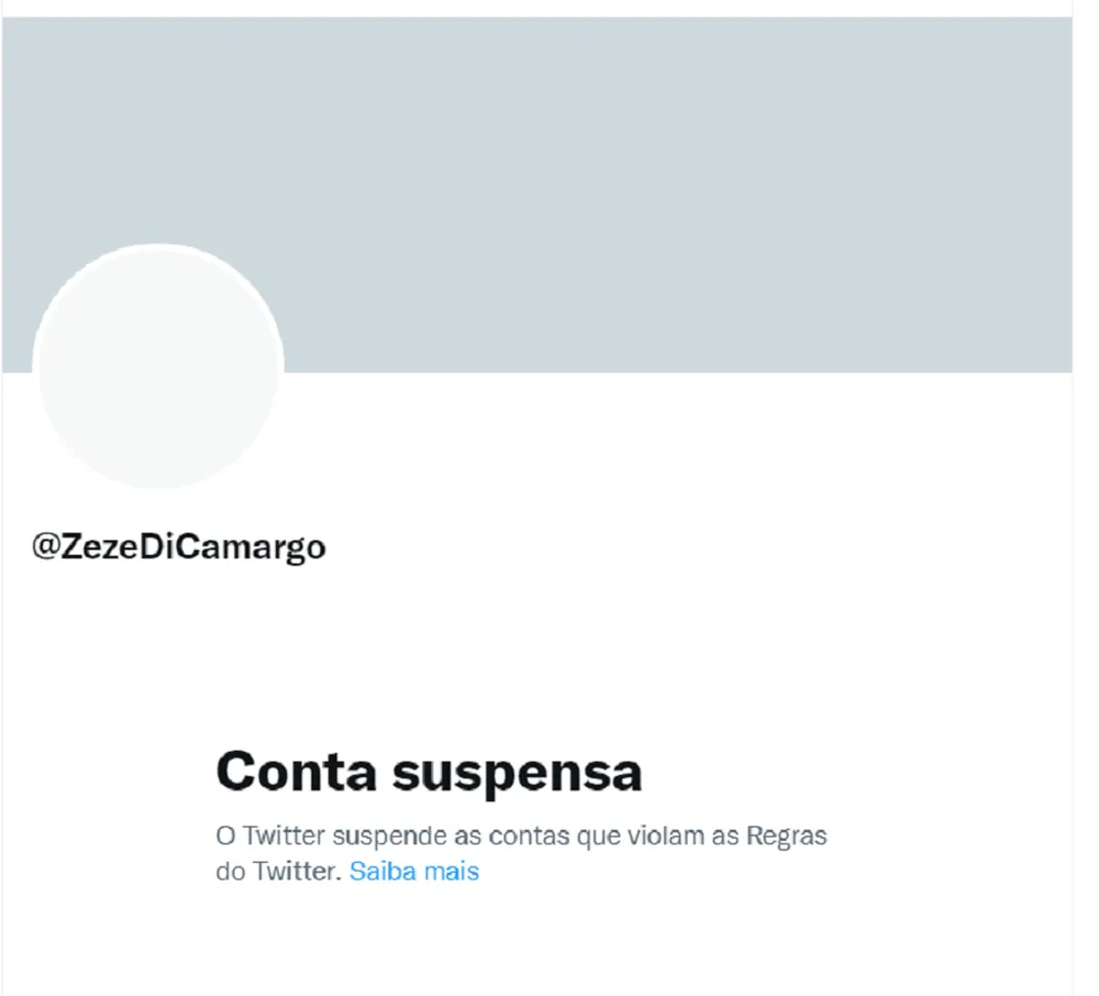 Conta de Zezé di Camargo é suspensa (Foto Reprodução/Internet)